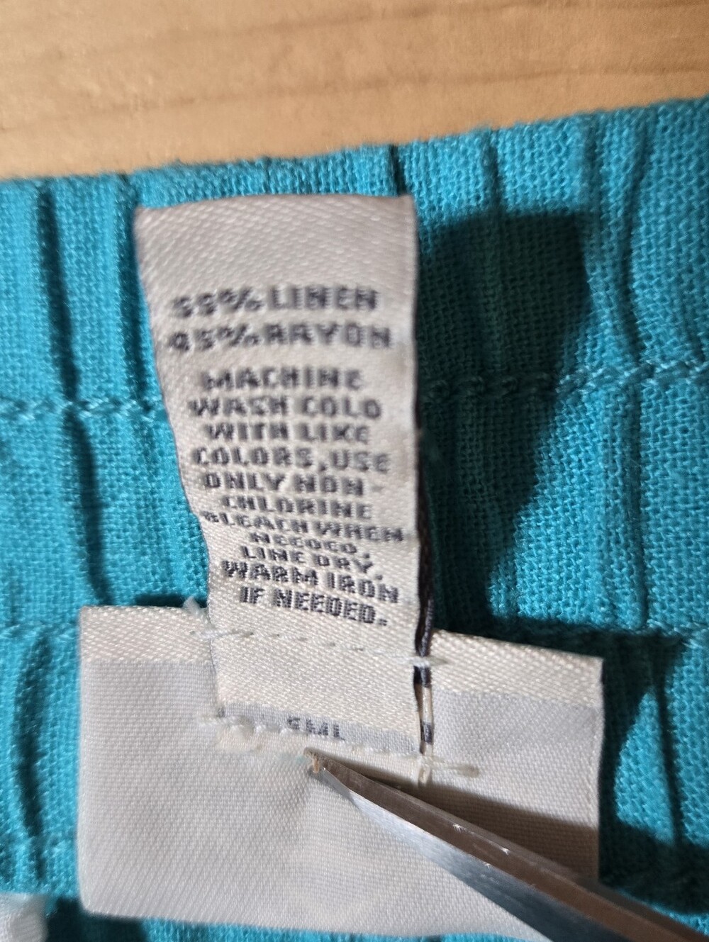 St. John's Bay Linen Rayon Pants NWT Large Wide Leg Turquoise Beach Boho Resort - Picture 8 of 8